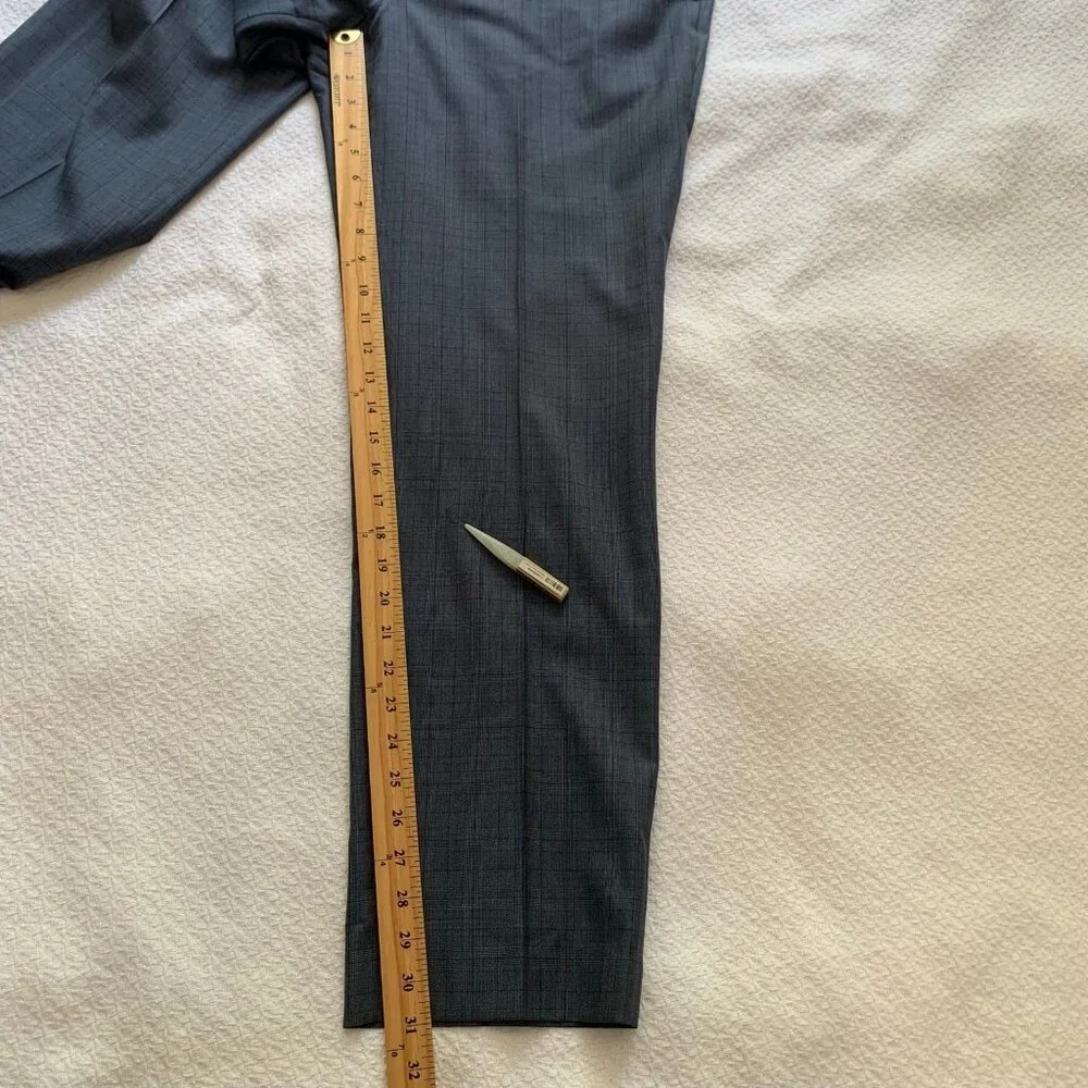 Banana Republic‎ 34x32 Mens Blue Glen Check 100% Wool Dress Pants Flat Front